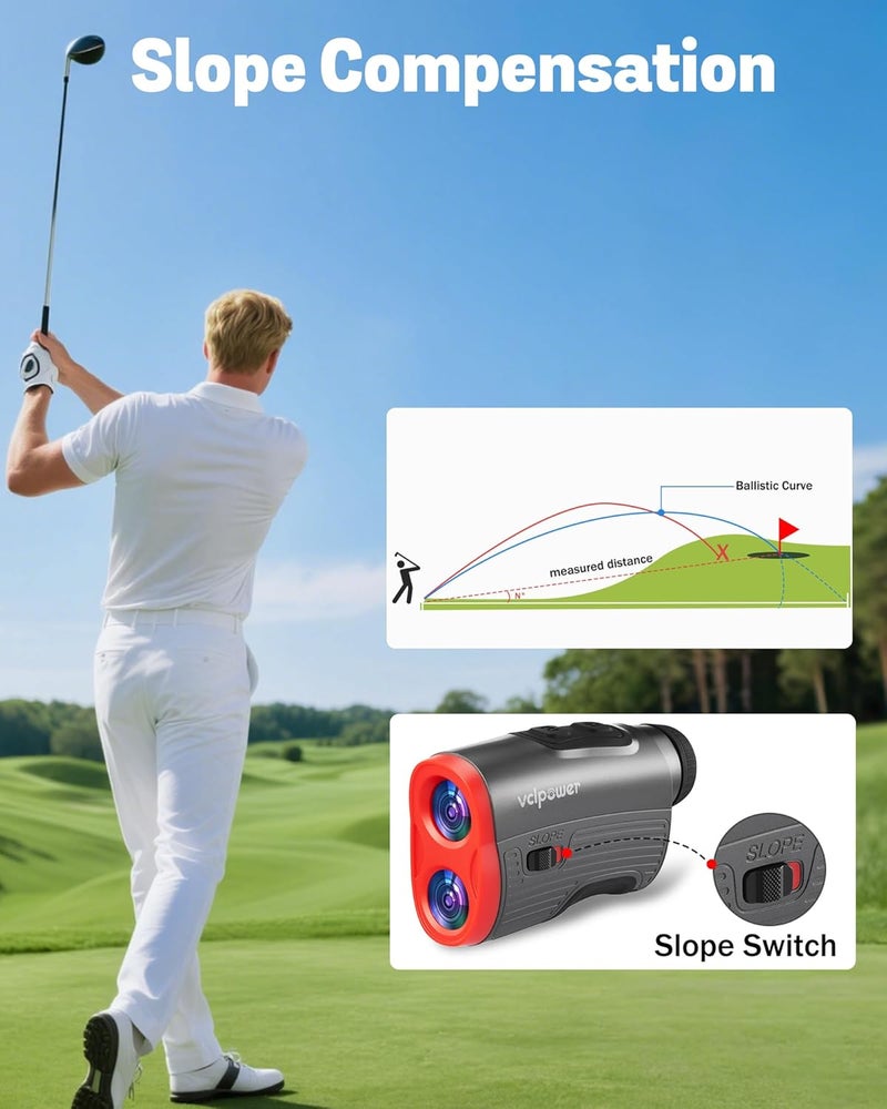 vclpower Golf Rangefinder with Slope, 1200 Yards Laser Range Finder for Golf & Hunting, 7X Magnification, Flag Lock Vibration, Rechargeable Battery, Magnetic Strip, Gift for Men - Image 2